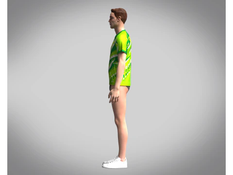 Mens Soccer Monochromatic Green Jersey Player-10 3D Model