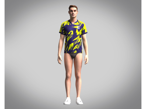 Mens Soccer Blue and Yellow Jersey Player-10 Modèle 3D
