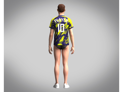 Mens Soccer Blue and Yellow Jersey Player-10 Modèle 3D