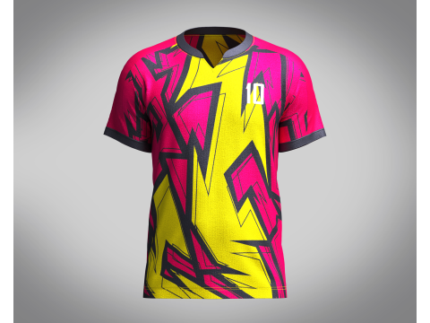 Mens Soccer Hot Pink and Yellow Jersey Player-10 3Dモデル