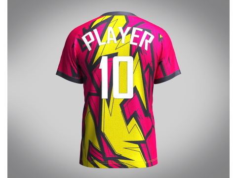 Mens Soccer Hot Pink and Yellow Jersey Player-10 3D 모델