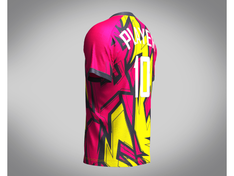 Mens Soccer Hot Pink and Yellow Jersey Player-10 3D 모델