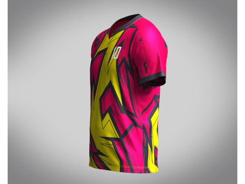 Mens Soccer Hot Pink and Yellow Jersey Player-10 3D 모델