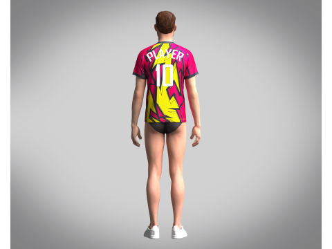 Mens Soccer Hot Pink and Yellow Jersey Player-10 3D 모델