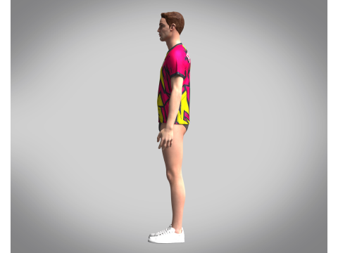 Mens Soccer Hot Pink and Yellow Jersey Player-10 3D 모델