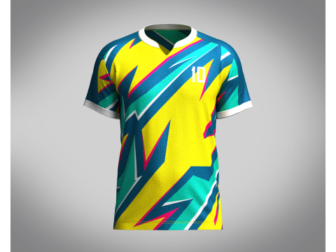 Mens Soccer Yellow and Mint Jersey Player-10 3Dモデル
