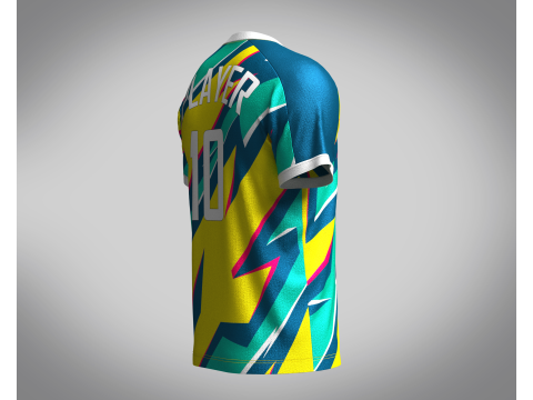 Mens Soccer Yellow and Mint Jersey Player-10 3D 模型