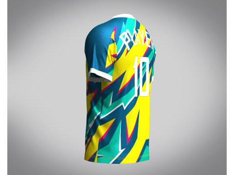Mens Soccer Yellow and Mint Jersey Player-10 3D 模型