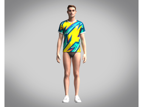 Mens Soccer Yellow and Mint Jersey Player-10 3D 模型