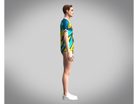 Mens Soccer Yellow and Mint Jersey Player-10 3D 模型