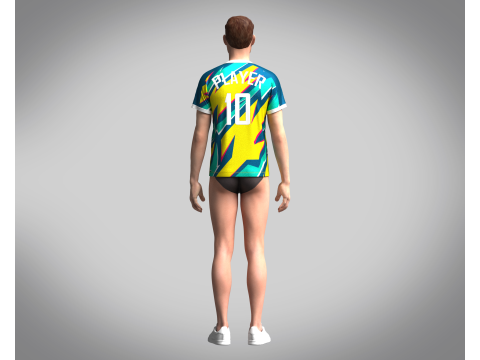 Mens Soccer Yellow and Mint Jersey Player-10 3D 模型