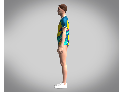 Mens Soccer Yellow and Mint Jersey Player-10 3D 模型