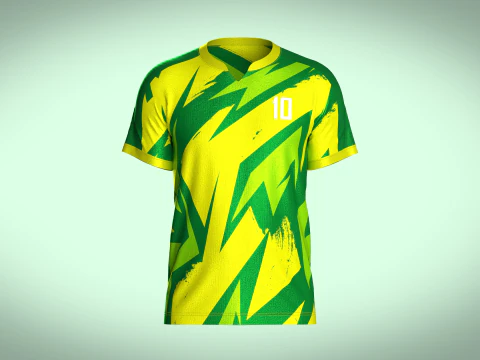 Herenvoetbal Meerkleurig groen en geel Jersey Speler-10 3D Model