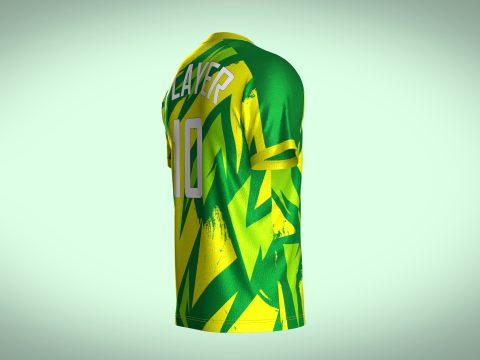 Mens Soccer Multi color Green and yellow Jersey Player-10 3D 모델