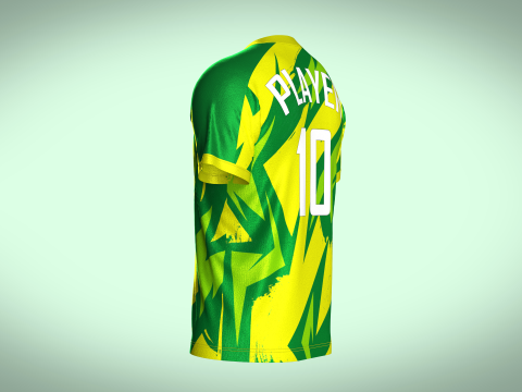 Mens Soccer Multi color Green and yellow Jersey Player-10 3D 모델