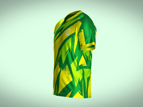 Mens Soccer Multi color Green and yellow Jersey Player-10 3D 모델