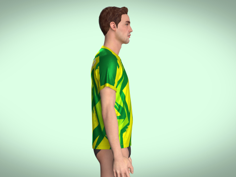 Mens Soccer Multi color Green and yellow Jersey Player-10 3D 모델