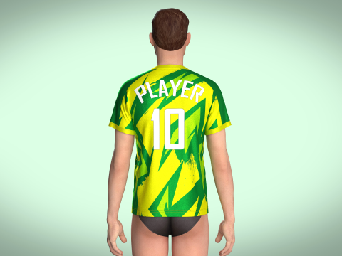 Mens Soccer Multi color Green and yellow Jersey Player-10 3D 모델