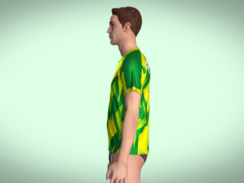 Mens Soccer Multi color Green and yellow Jersey Player-10 3D 모델