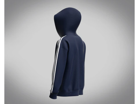 Adidas Essentials Fleece 3-Stripe Full Zip Hoodie 3D Model