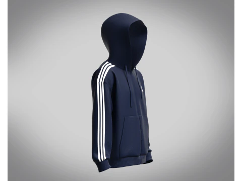 Adidas Essentials Fleece 3-Stripe Full Zip Hoodie 3D Model