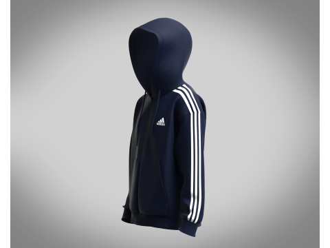 Adidas Essentials Fleece 3-Stripe Full Zip Hoodie Modello 3D