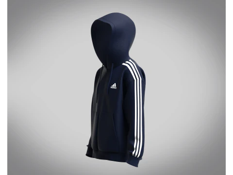 Adidas Essentials Fleece 3-Stripe Full Zip Hoodie 3D Model