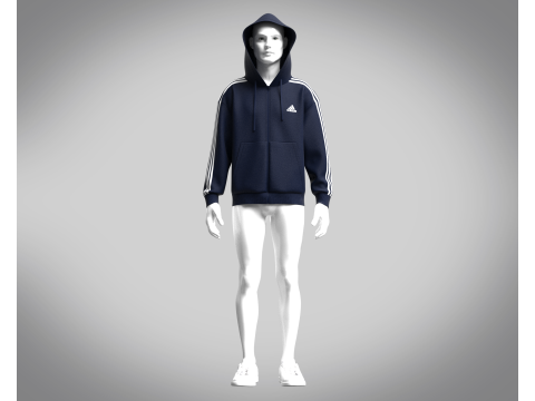 Adidas Essentials Fleece 3-Stripe Full Zip Hoodie Modello 3D