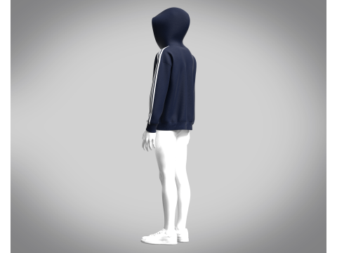 Adidas Essentials Fleece 3-Stripe Full Zip Hoodie Modello 3D