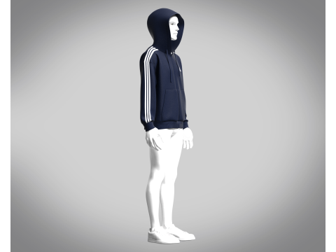 Adidas Essentials Fleece 3-Stripe Full Zip Hoodie Modello 3D