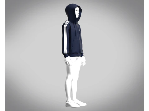 Adidas Essentials Fleece 3-Stripe Full Zip Hoodie 3D Model