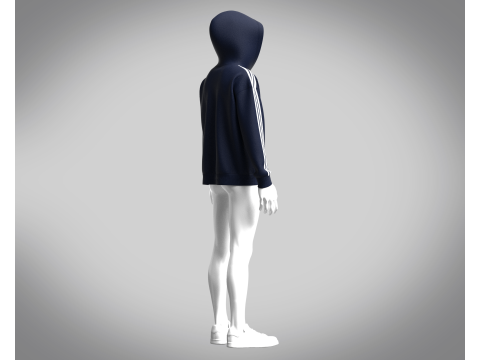 Adidas Essentials Fleece 3-Stripe Full Zip Hoodie Modello 3D