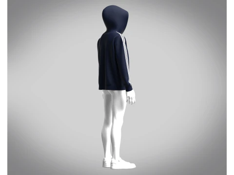 Adidas Essentials Fleece 3-Stripe Full Zip Hoodie 3D Model
