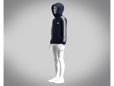 Adidas Essentials Fleece 3-Stripe Full Zip Hoodie Modello 3D