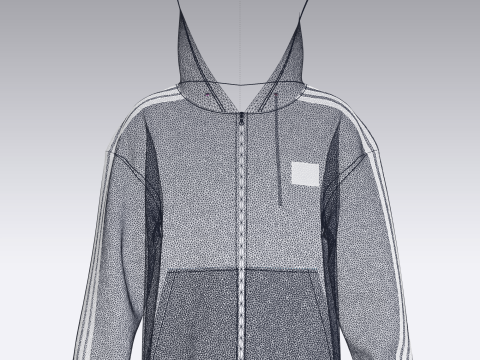 Adidas Essentials Fleece 3-Stripe Full Zip Hoodie Modello 3D