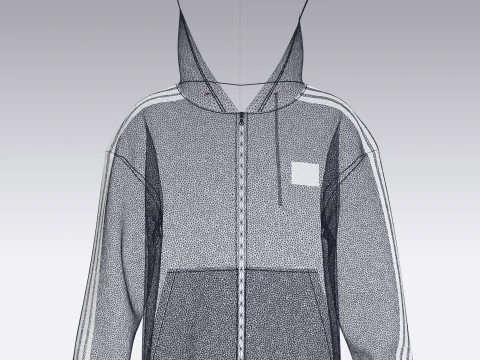 Adidas Essentials Fleece 3-Stripe Full Zip Hoodie 3D Model