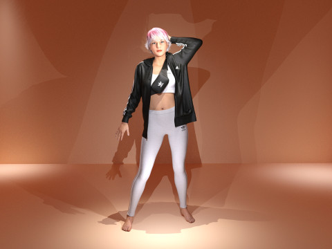 Adidas-Jacket and Legging with Side Bag - outfit 3D 模型