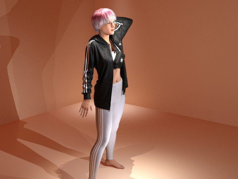 Adidas-Jacket and Legging with Side Bag - outfit 3D 模型