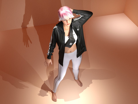 Adidas-Jacket and Legging with Side Bag - outfit 3D 模型