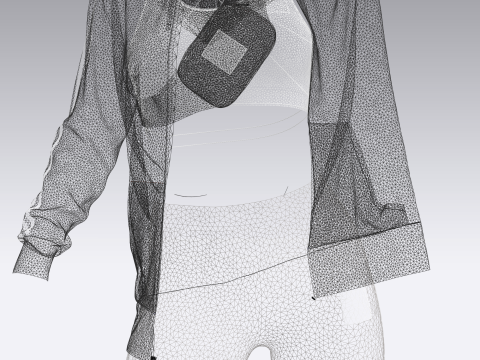 Adidas-Jacket and Legging with Side Bag - outfit 3D 模型