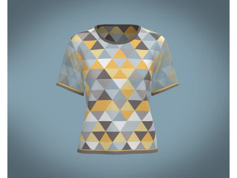 여성용 트라이앵글 프린트 탑 3D 모델