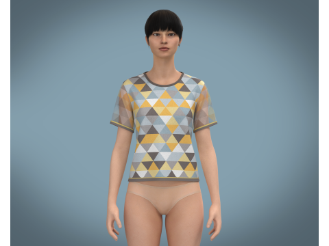 Ladies Triangle Print Tops 3D Модель