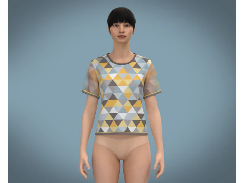 Ladies Triangle Print Tops 3D Model