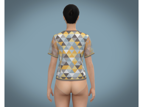 Ladies Triangle Print Tops 3D Модель