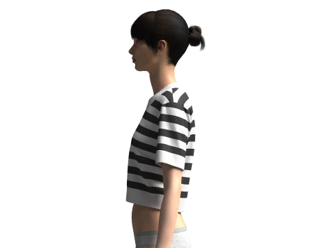 Cropped Striped Sweater 3D Model