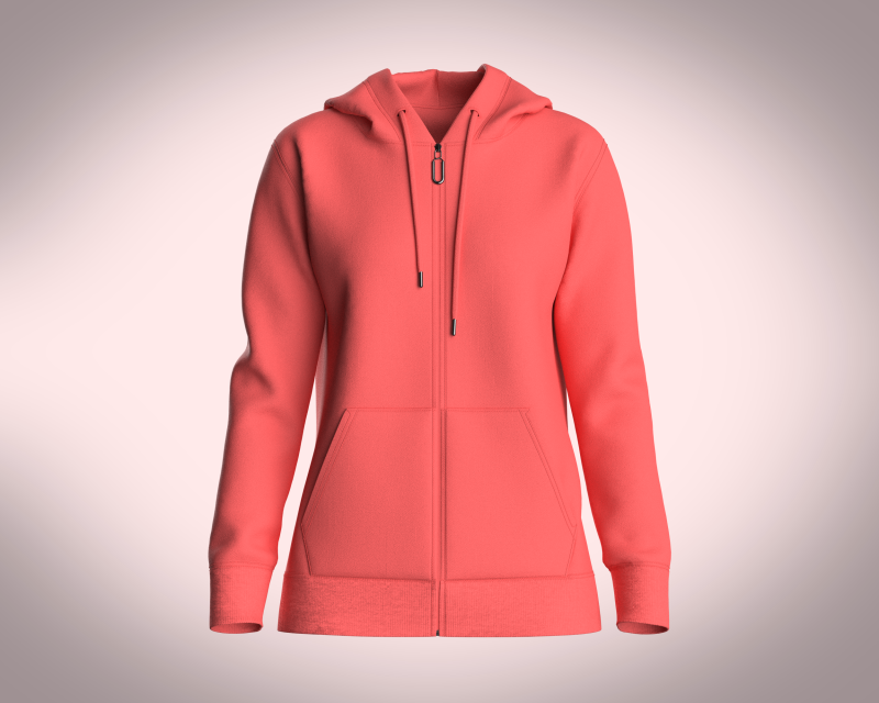 Girls Zipper Hoodie - Red 3D Model .c4d .max .obj .3ds .fbx .stl .blend 