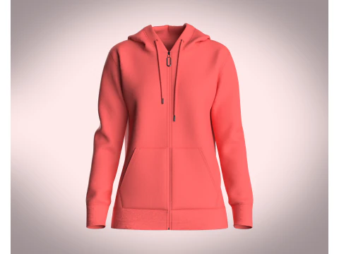 Толстовка На Молнии Для Девочек - Красный 3D Модель