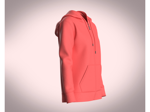 Girls Zipper Hoodie - Red 3D Model