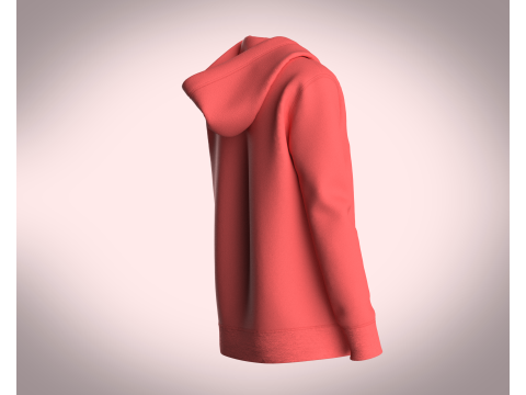 Girls Zipper Hoodie - Red 3D Model