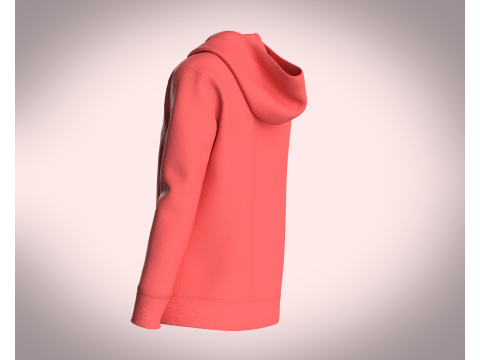 Girls Zipper Hoodie - Red 3D Model